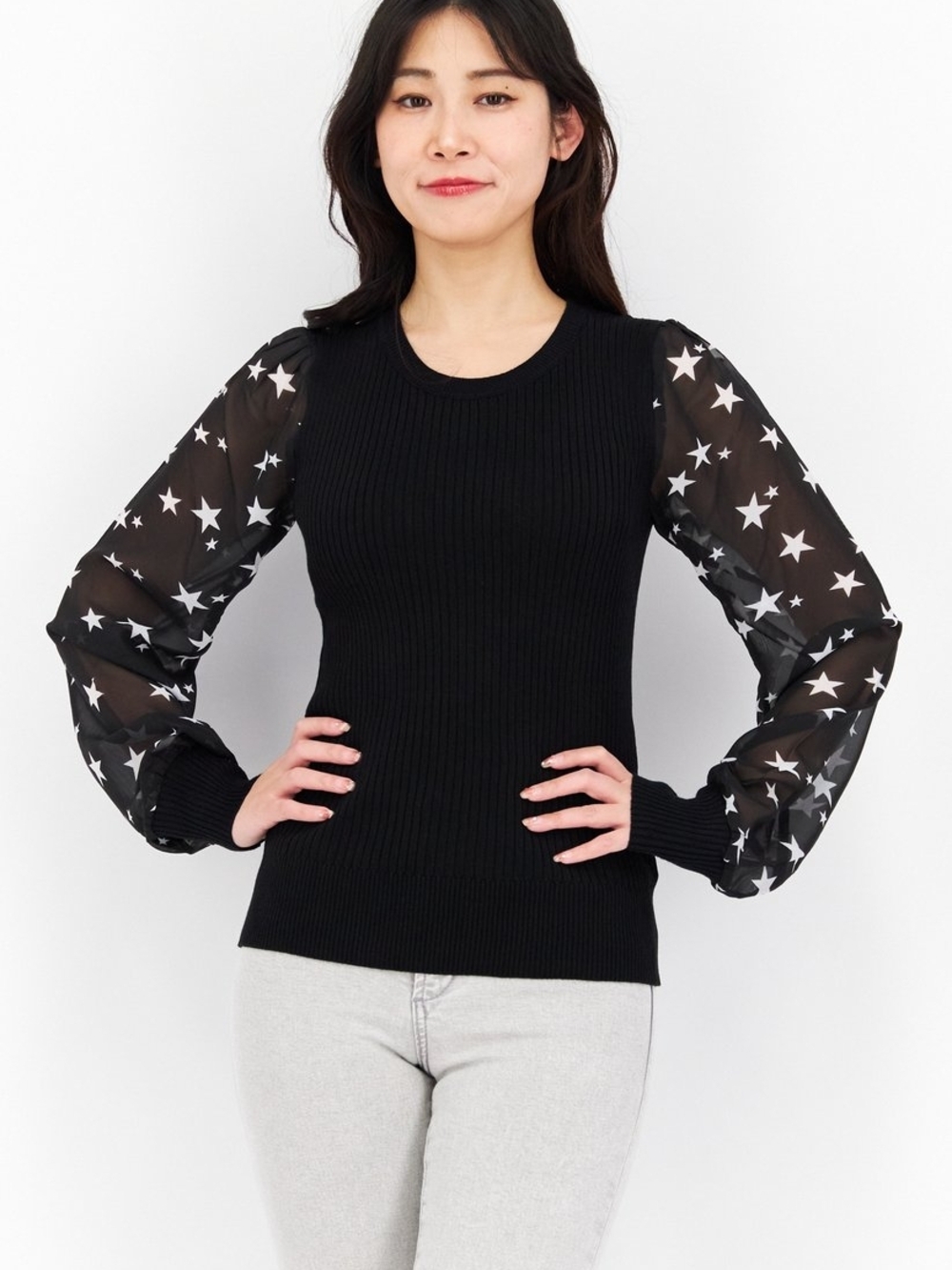 Philosophy Women's Crew Neck Long Sleeve Star Print